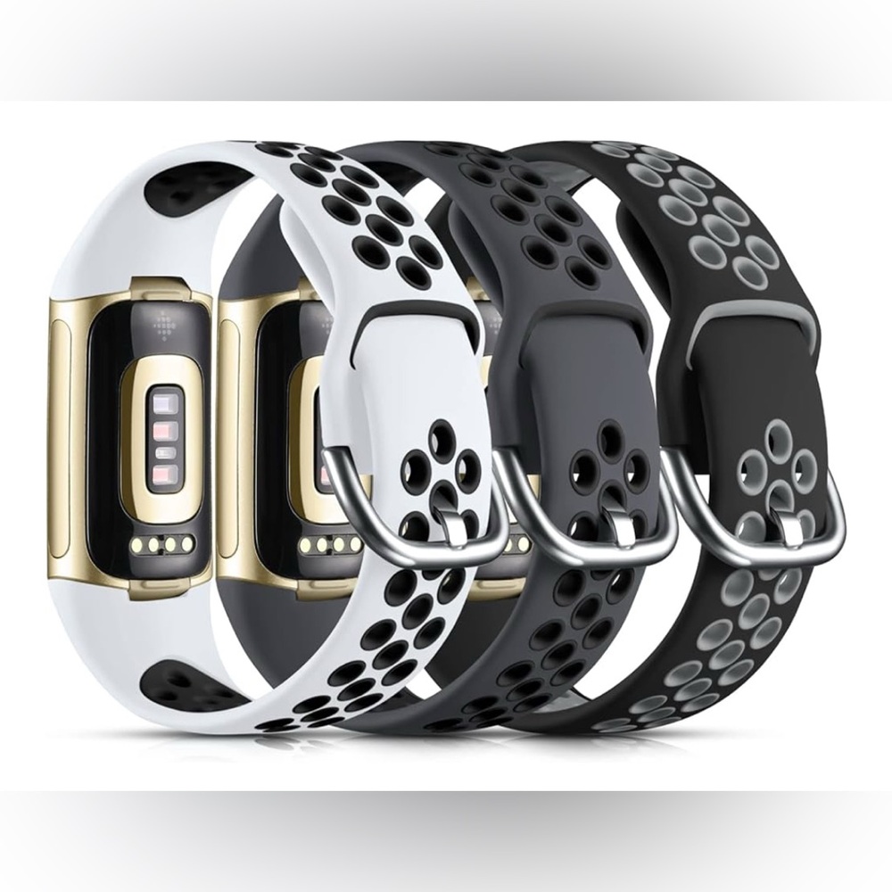 Maledan Compatible Silicone 3 pack Fitbit Charge 5 & 6 Bands 
Size Small